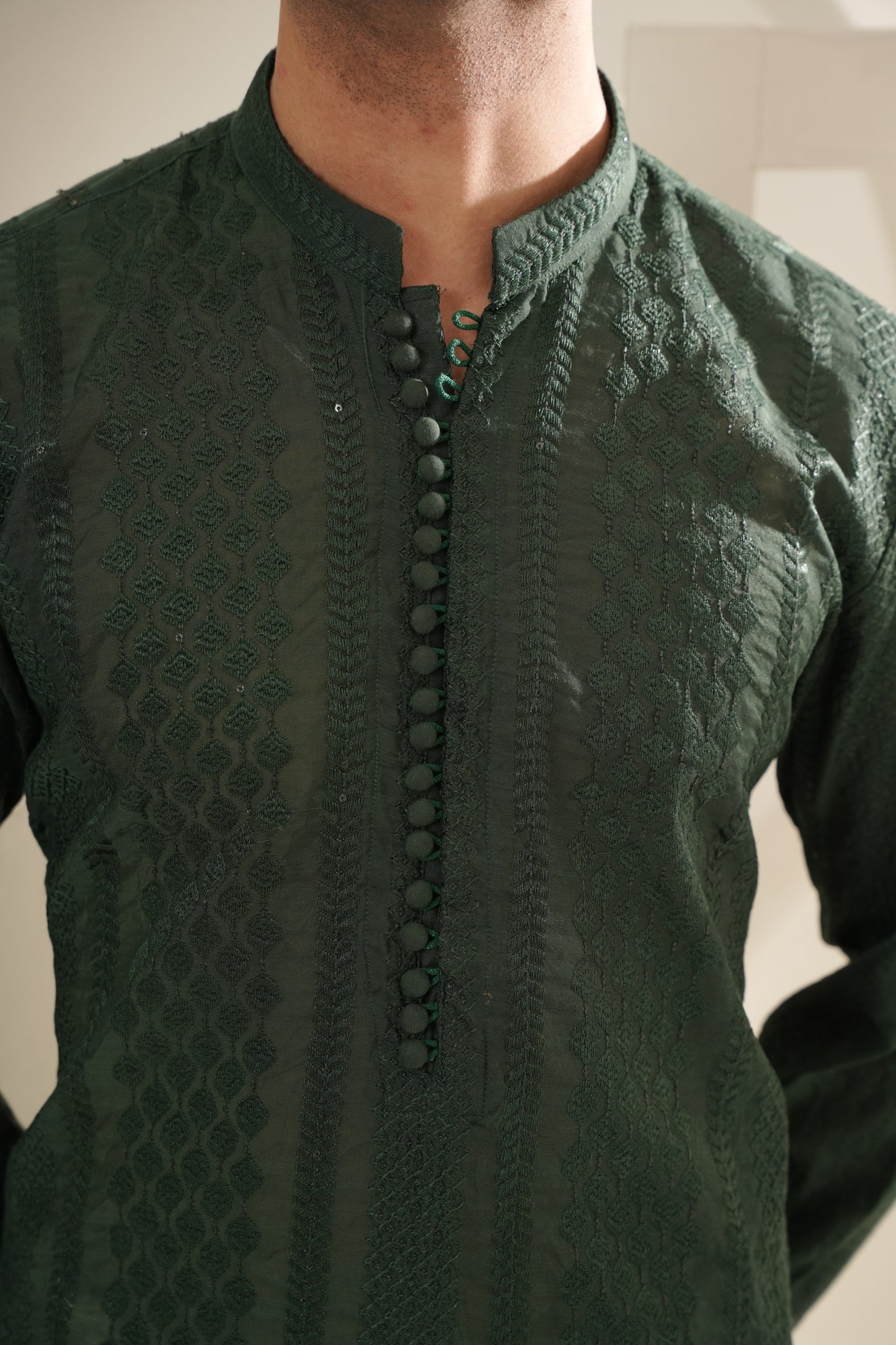 KUNZUL CHANNAR  ( MENSWEAR ) - Green full embroidery