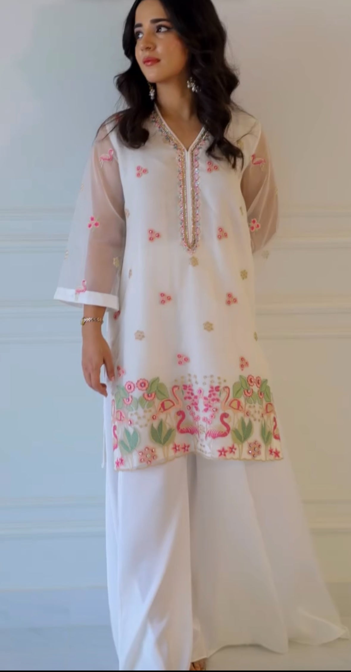 ASHJAIN SAFWAN - White Flamingo Organza
