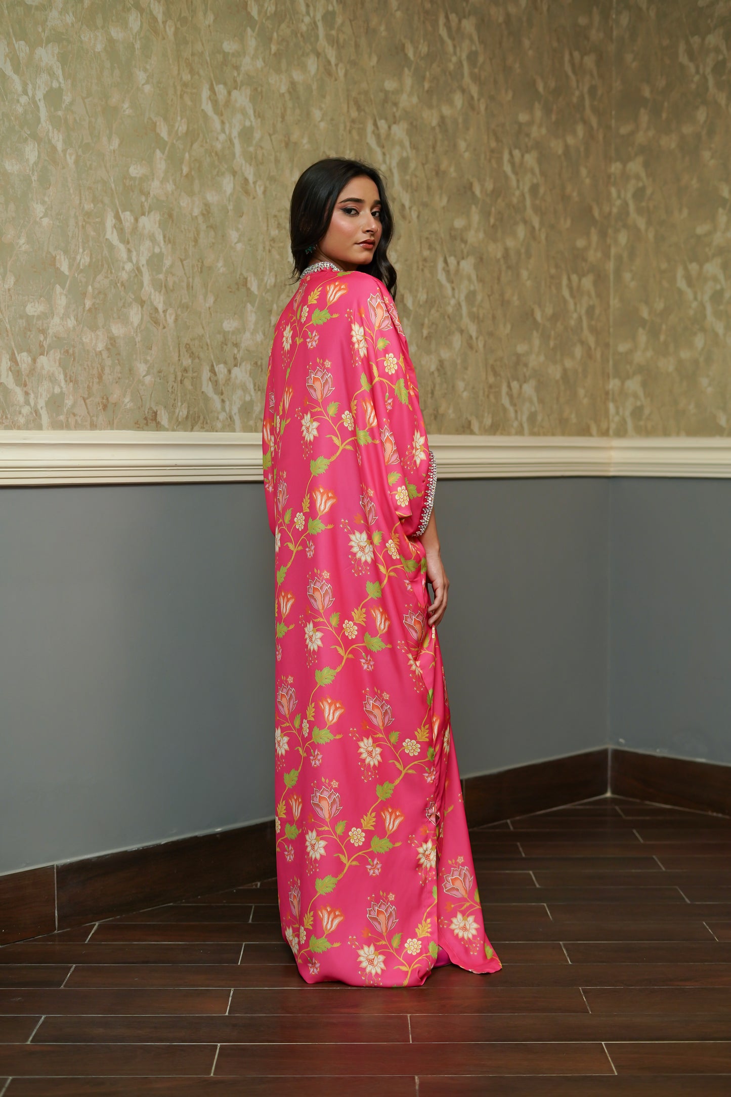 ASHJAIN SAFWAN - Pink Printed Kaftan