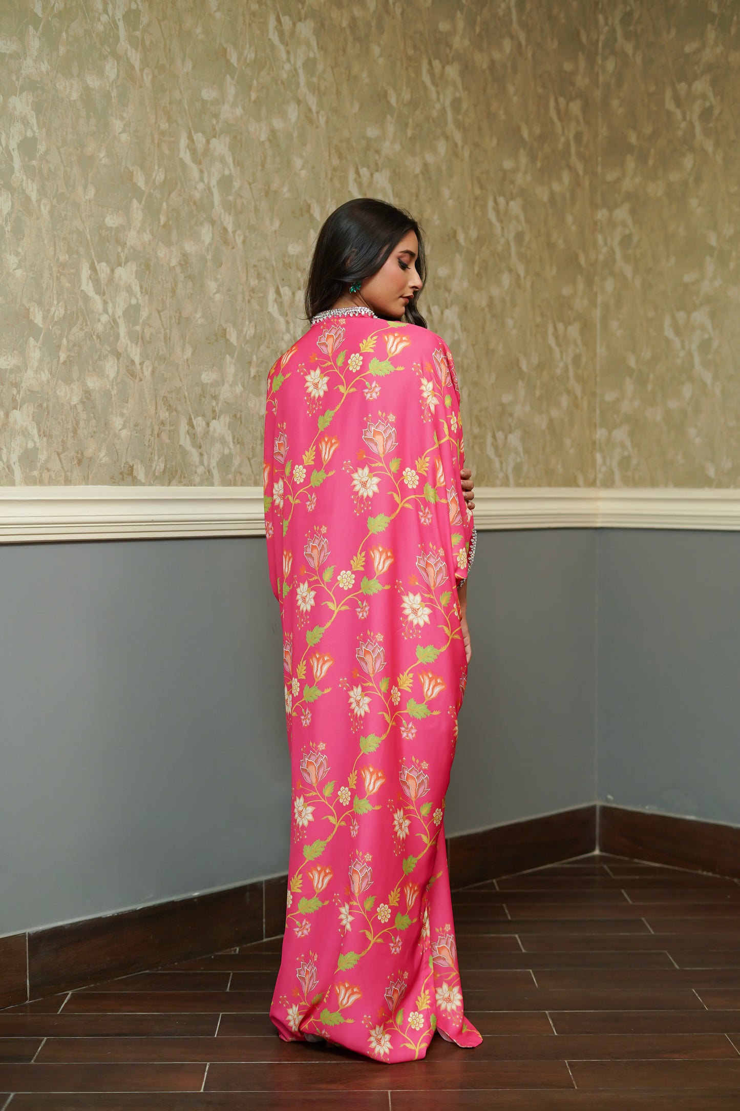 ASHJAIN SAFWAN - Pink Printed Kaftan