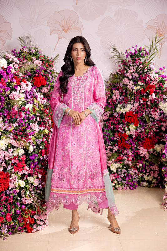 SARAH SHEERAZ - Pink Printed