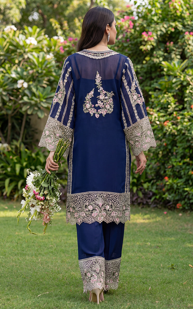 THREADS AND MOTIFS-Navy full emb suit