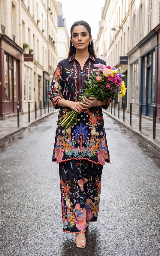 THREADS AND MOTIFS - Black printed