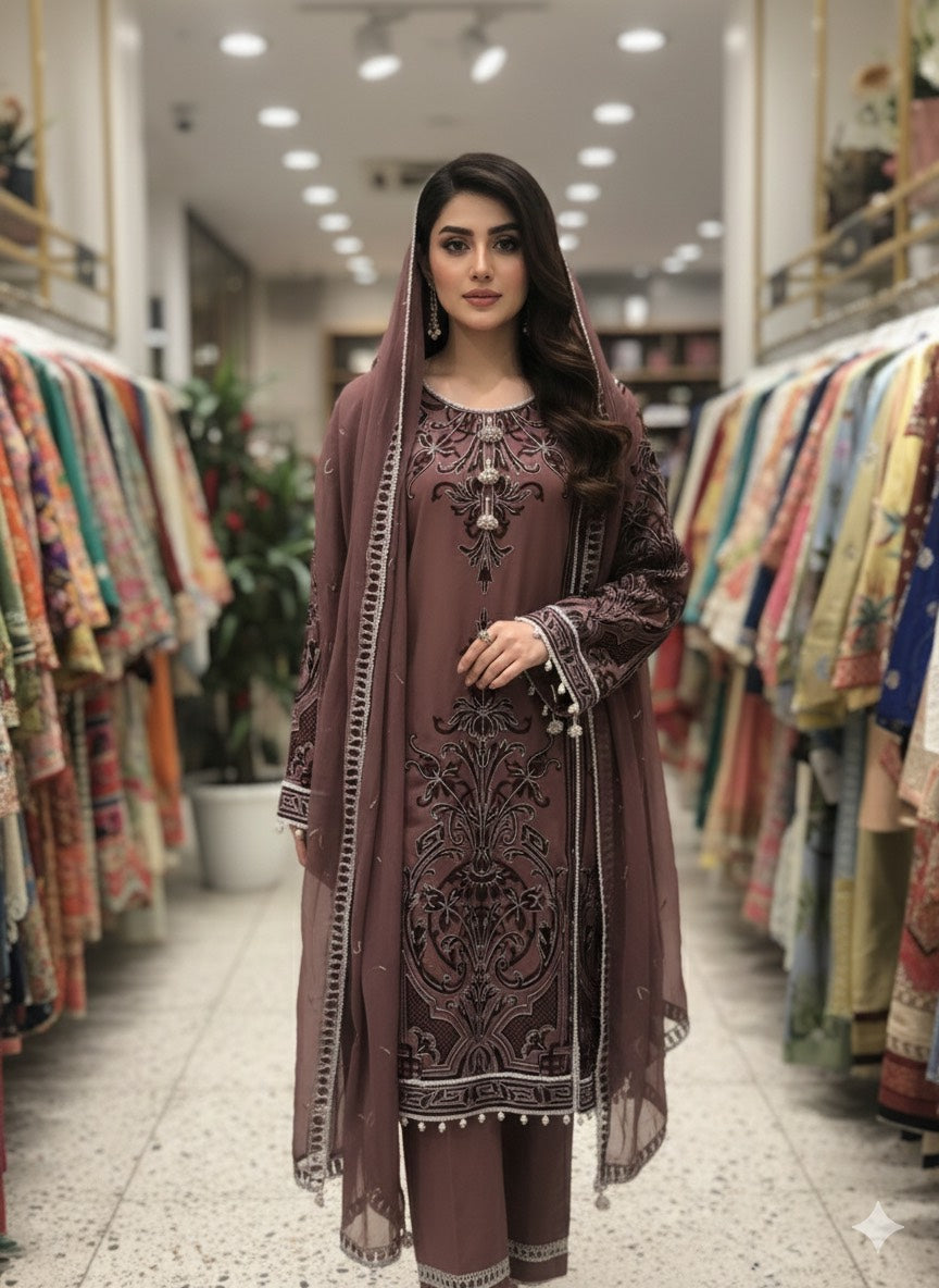 THREADS AND MOTIFS -  Purple chiffon heavy