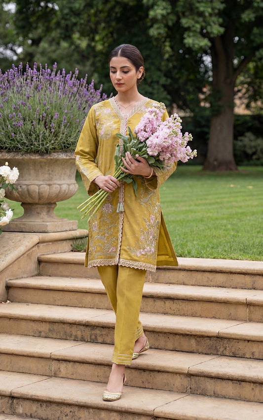 THREADS AND MOTIFS - Yellow Multi Embroidered