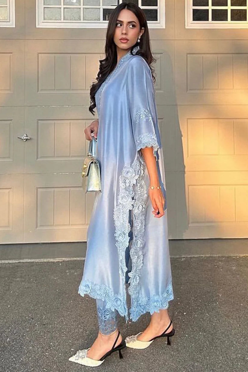 Zona Shaham - Powder Blue Floral Cutwork