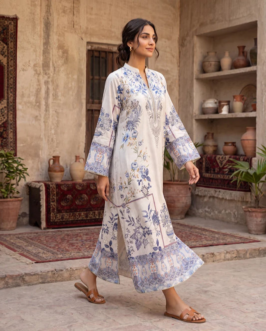 THREADS AND MOTIFS - Ivory Bloom Kaftan