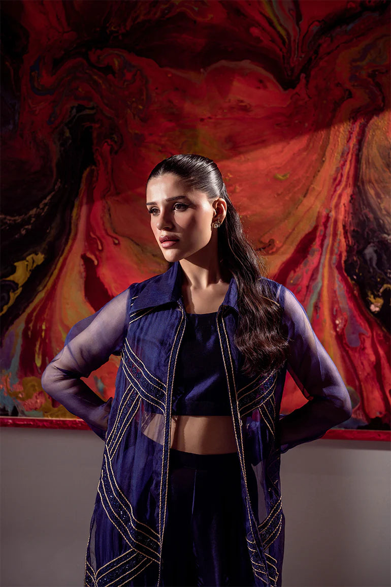 HUMAYUN ALAMGIR WOMENWEAR - Blue Organza