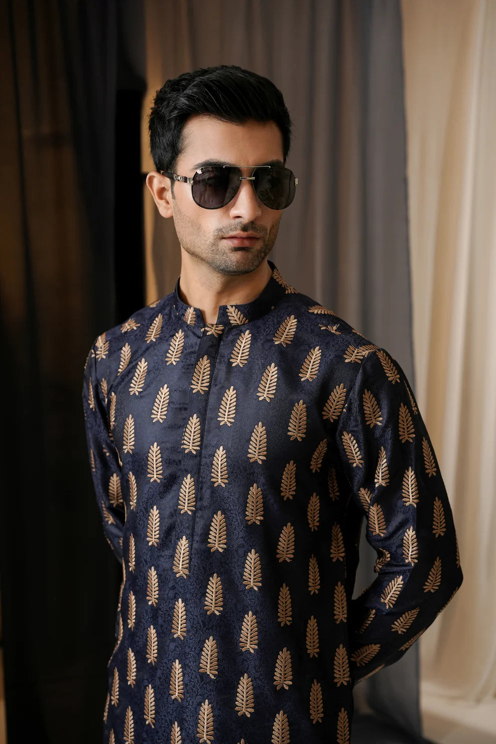 KUNZUL CHANNAR MENSWEAR - Leaves Embroidered