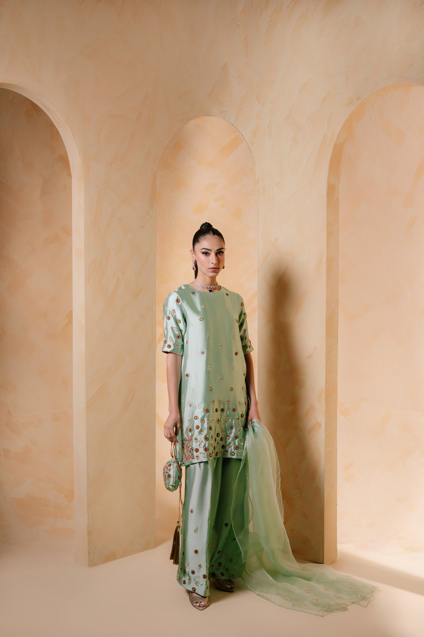 SAMMY K - Mint Green with potli