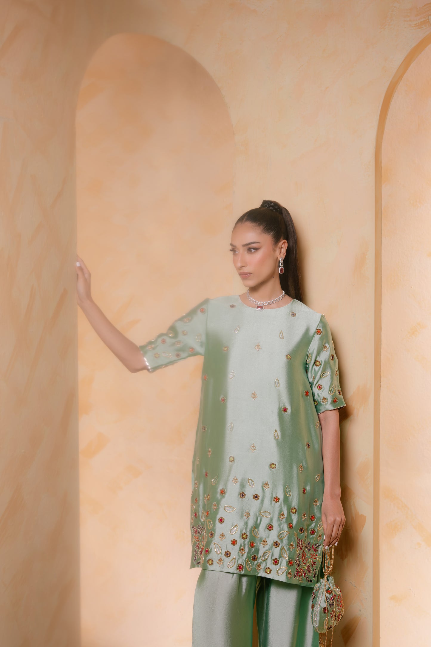 SAMMY K - Mint Green with potli