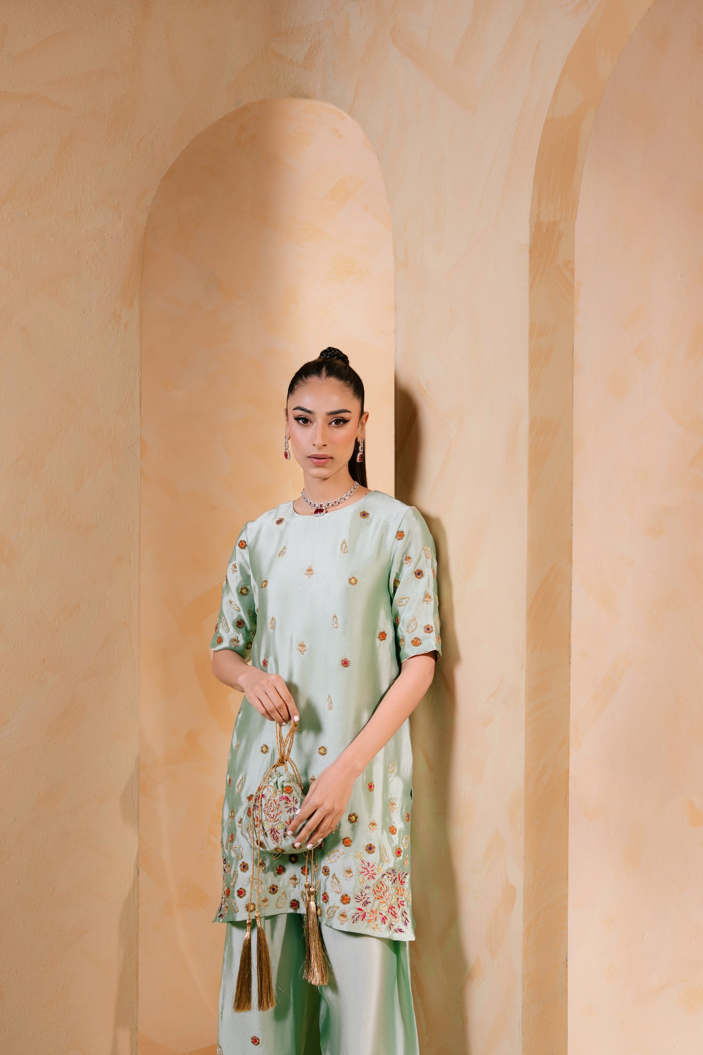 SAMMY K - Mint Green with potli