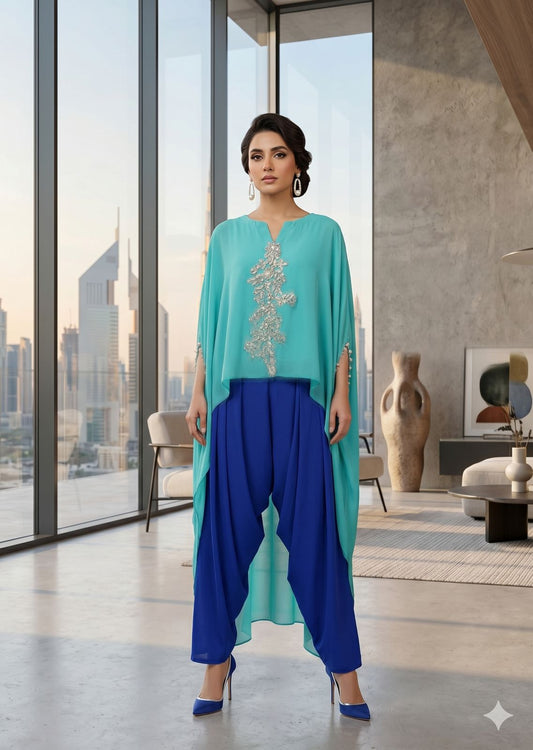 MARIA RAO - Green and blue silver work