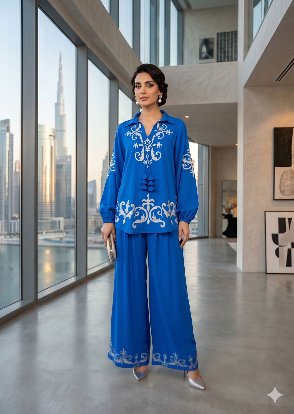MARIA RAO - Blue emb coord set