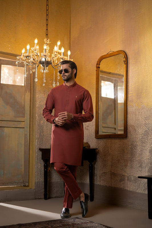 KUNZUL CHANNAR - Reddish maroon kurta trouser