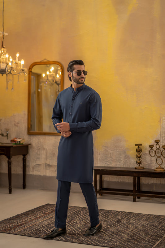 KUNZUL CHANNAR - Teal blue kurta trouser