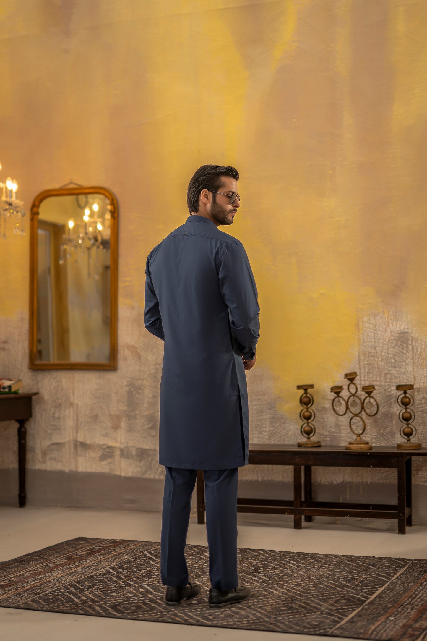 KUNZUL CHANNAR - Teal blue kurta trouser
