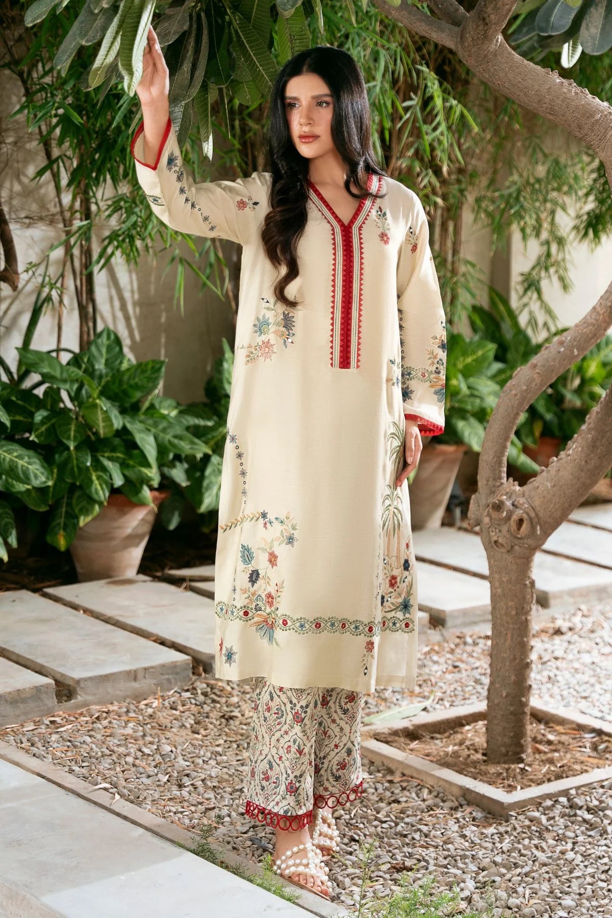 ZURI BY ZAINAB- Beige- red