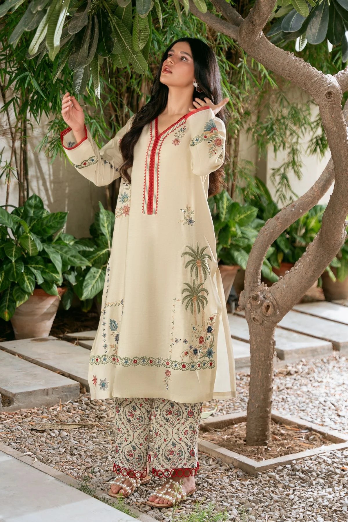 ZURI BY ZAINAB- Beige- red