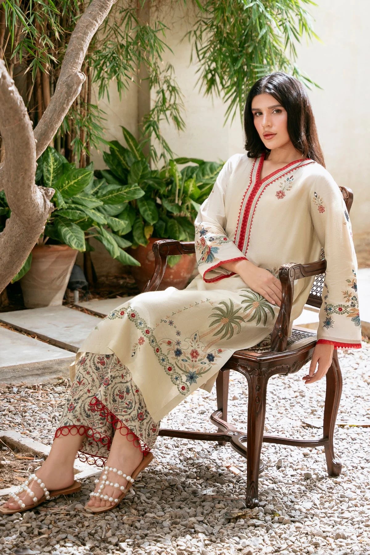 ZURI BY ZAINAB- Beige- red