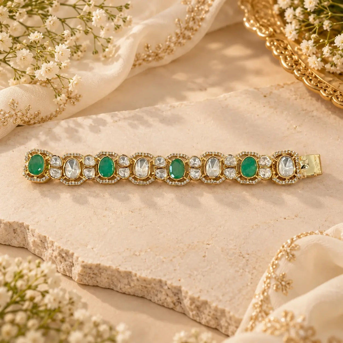 THE BUTTERFLY EFFECT- Bracelet with  green and   gold
