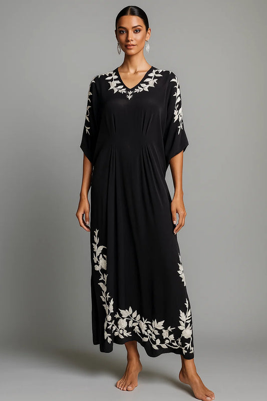 MARIA RAO - Black Kaftan EMB