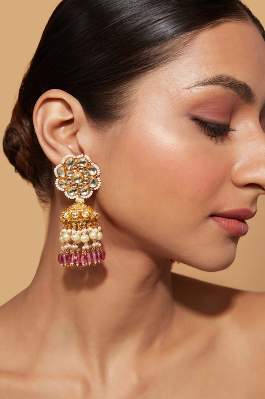VIVINIA By Vidhi Mehra - Aatman Pink Polki Earrings
