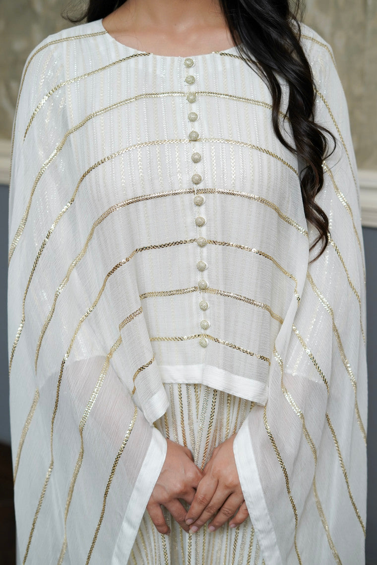 ASHJAIN SAFWAN - White with attached Cape