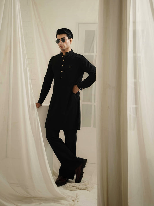 KUNZUL CHANNAR - Black bootcut kurta trouser
