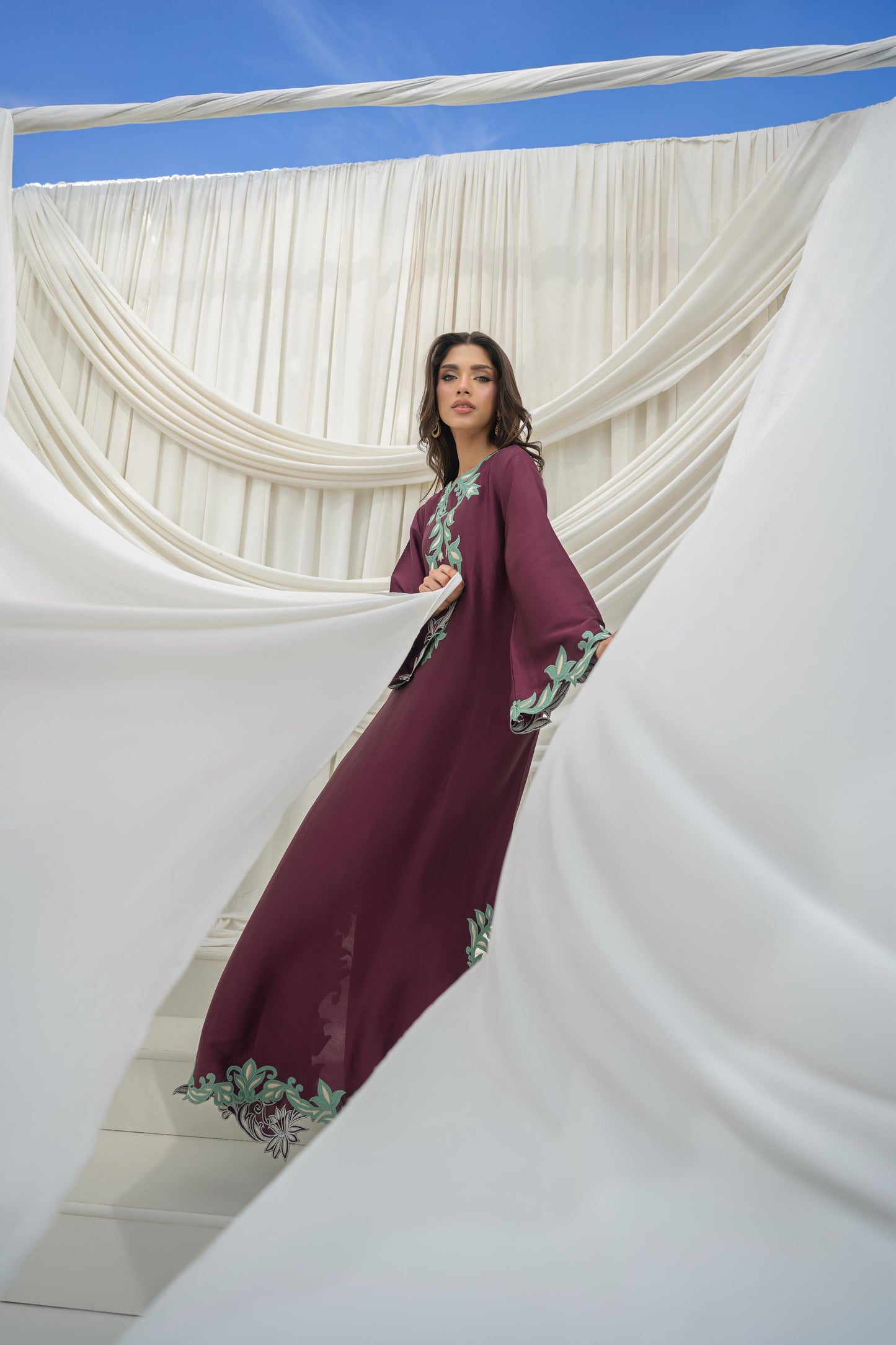 AMNA IQBAL - Plum Eva Kaftan