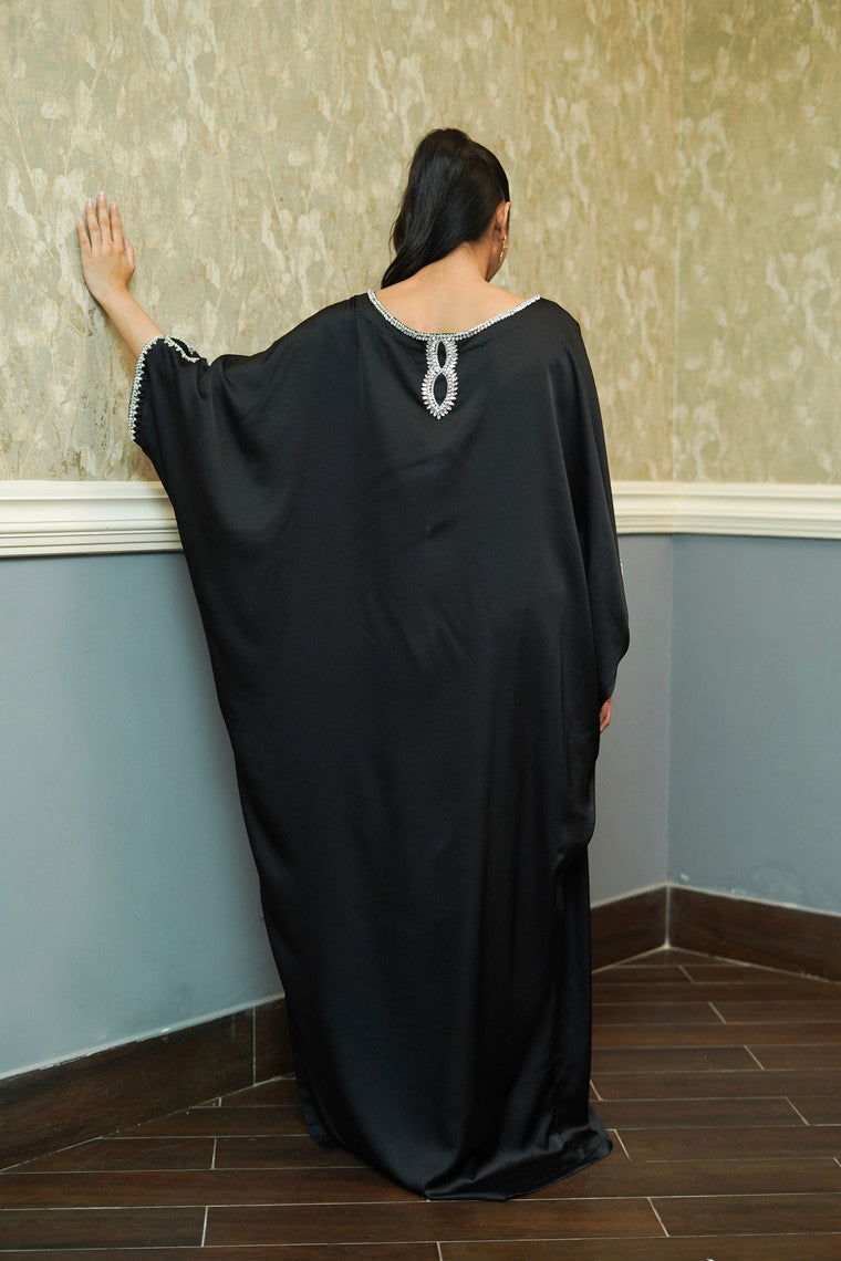 ASHJAIN SAFWAN - Black Silk Kaftan