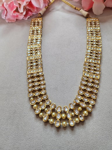 VINANTI MANJI JEWELRY -Gold finish long kundan necklace