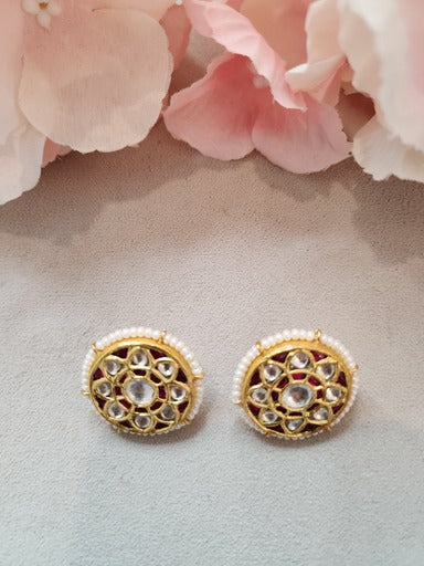 VINANTI MANJI JEWELRY - Featuring a pair of gold finish stud earrings studded