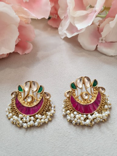 VINANTI MANJI JEWELRY - Earrings studded with green and Hotpink
