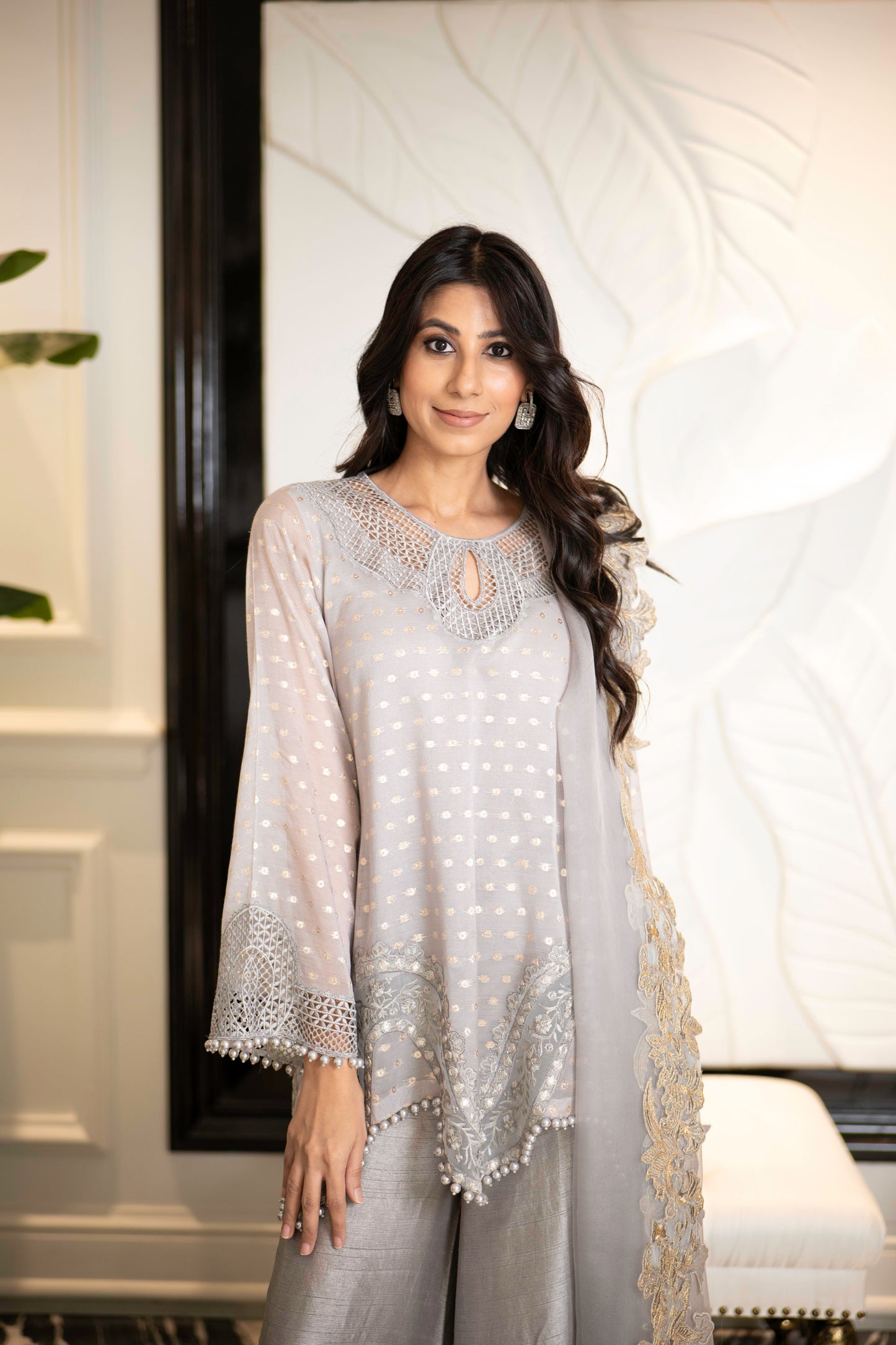 ALEENA FAREENA - Wavy Daman in Mint Green Color