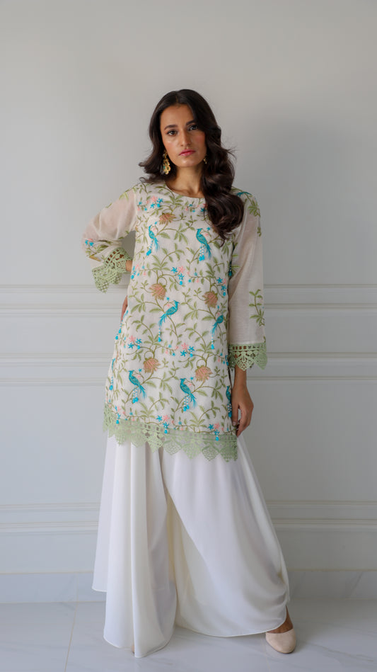 ASHJAIN SAFWAN - Off-White Bird (Farshi Shalwar)
