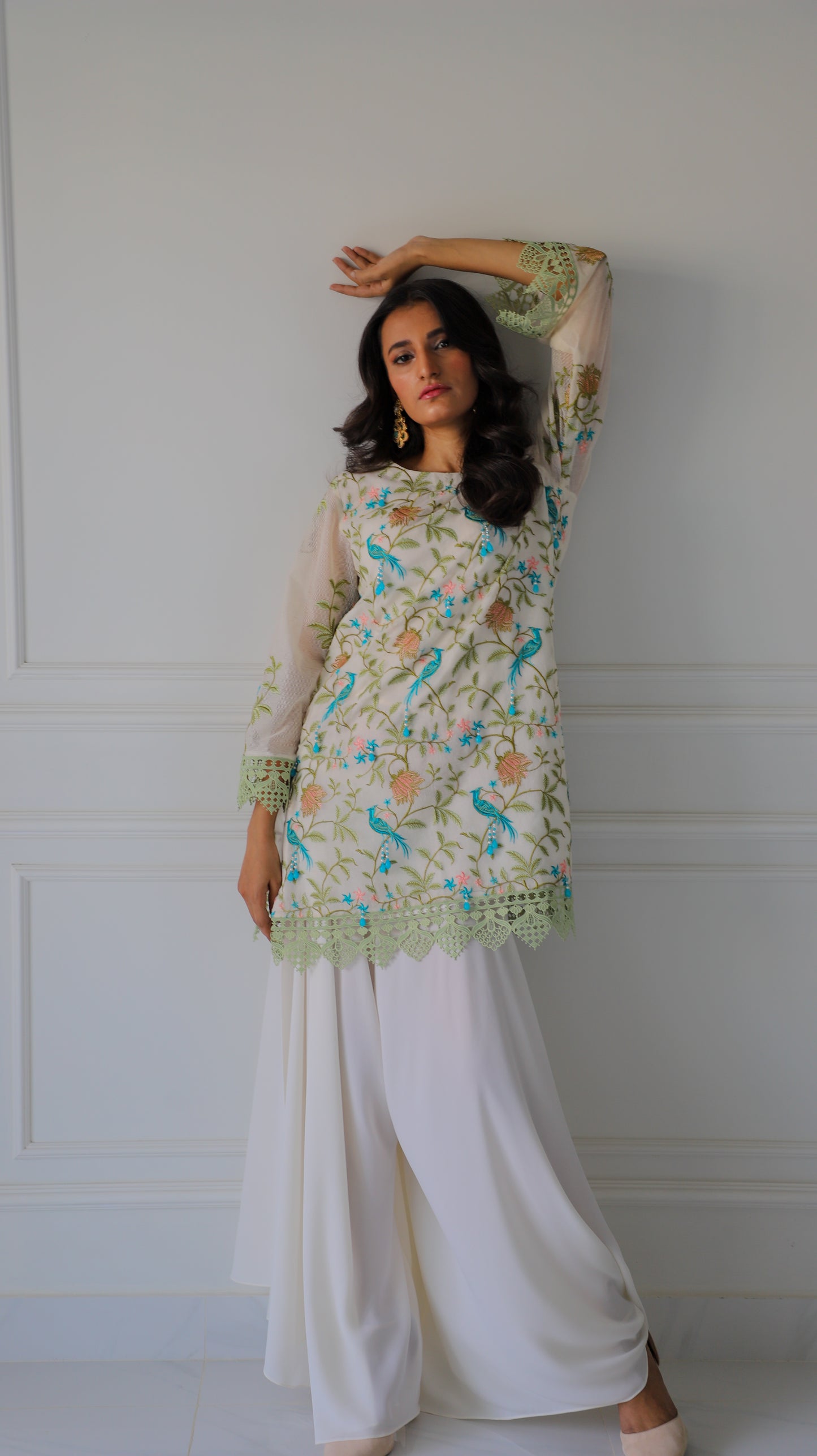 ASHJAIN SAFWAN - Off-White Bird (Farshi Shalwar)