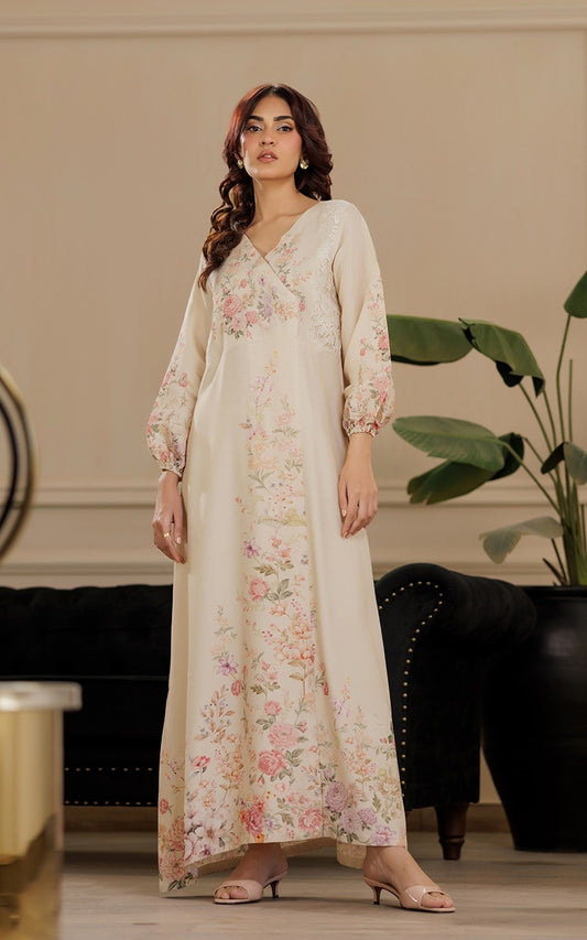 THREADS AND MOTIFS - Cream Printed Angarkha Long Kurta
