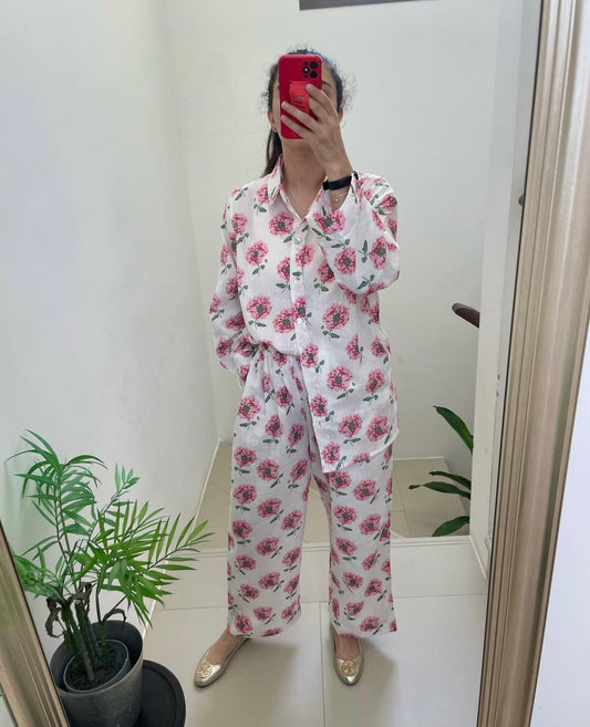 SOBIA GULZAD - White Pink Floral Coord Set