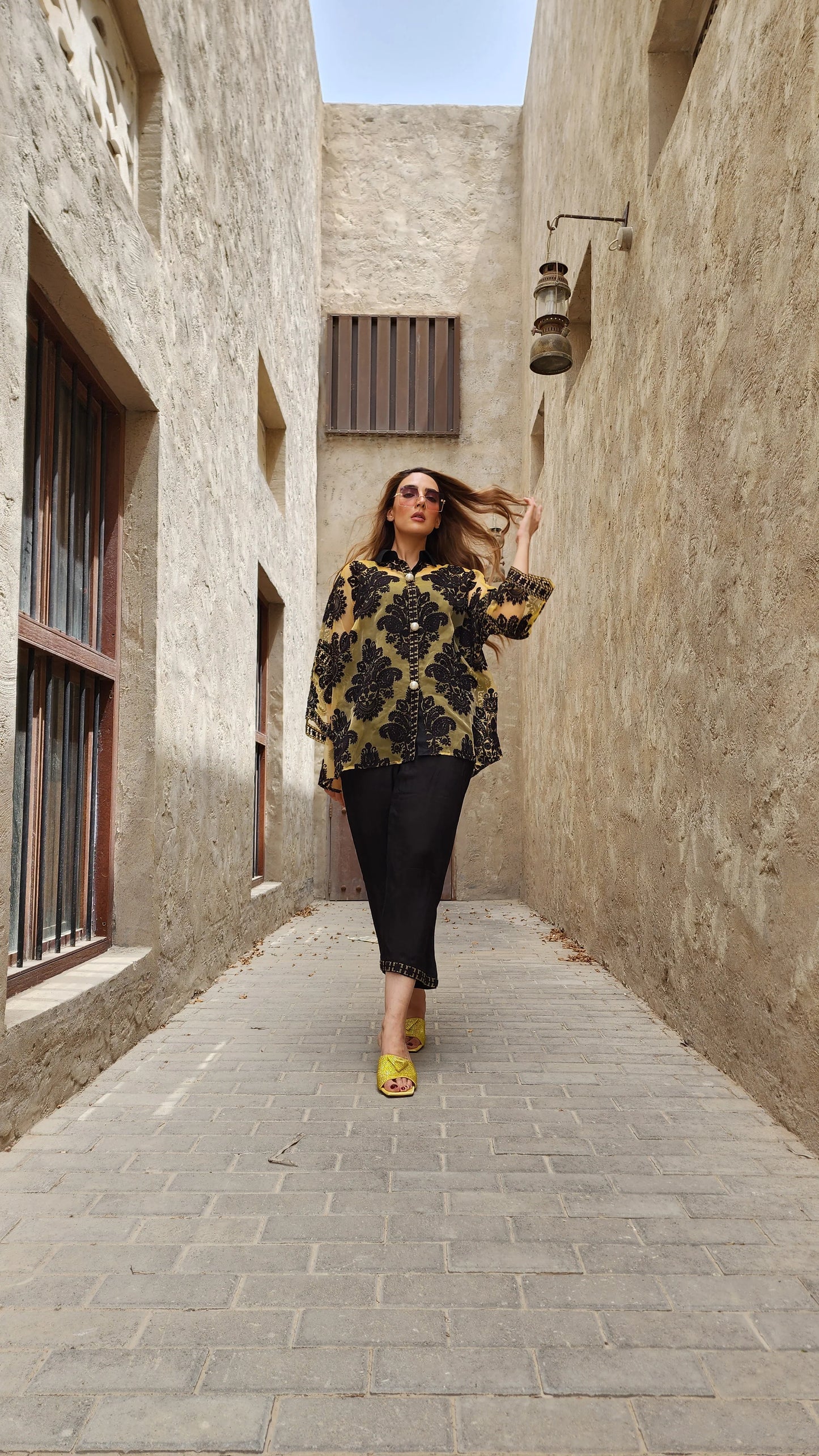 Wajeeha Ansari - Beige Embossed Co Ord