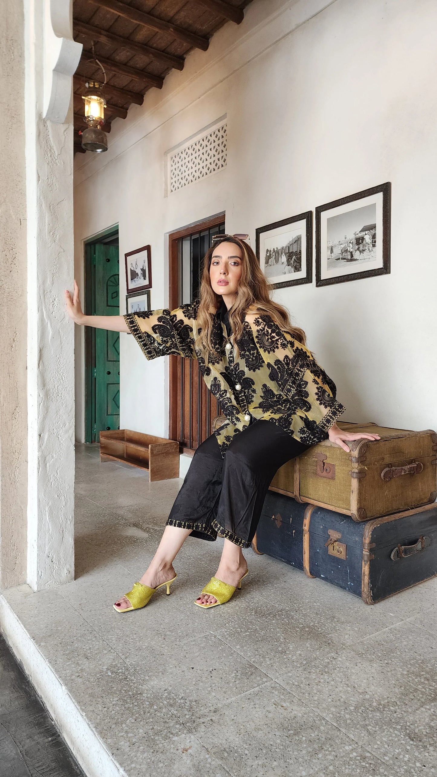 Wajeeha Ansari - Mint Embossed Co Ord