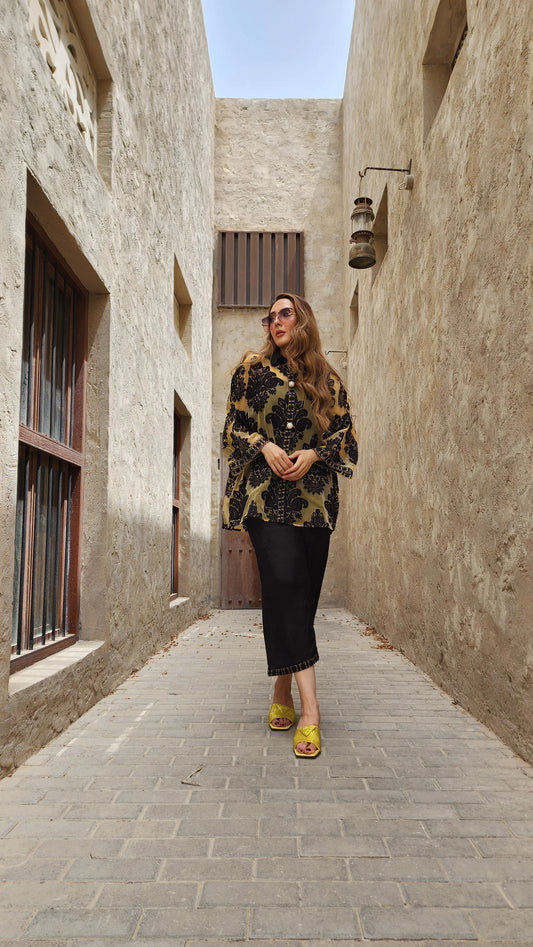 Wajeeha Ansari - Mint Embossed Co Ord