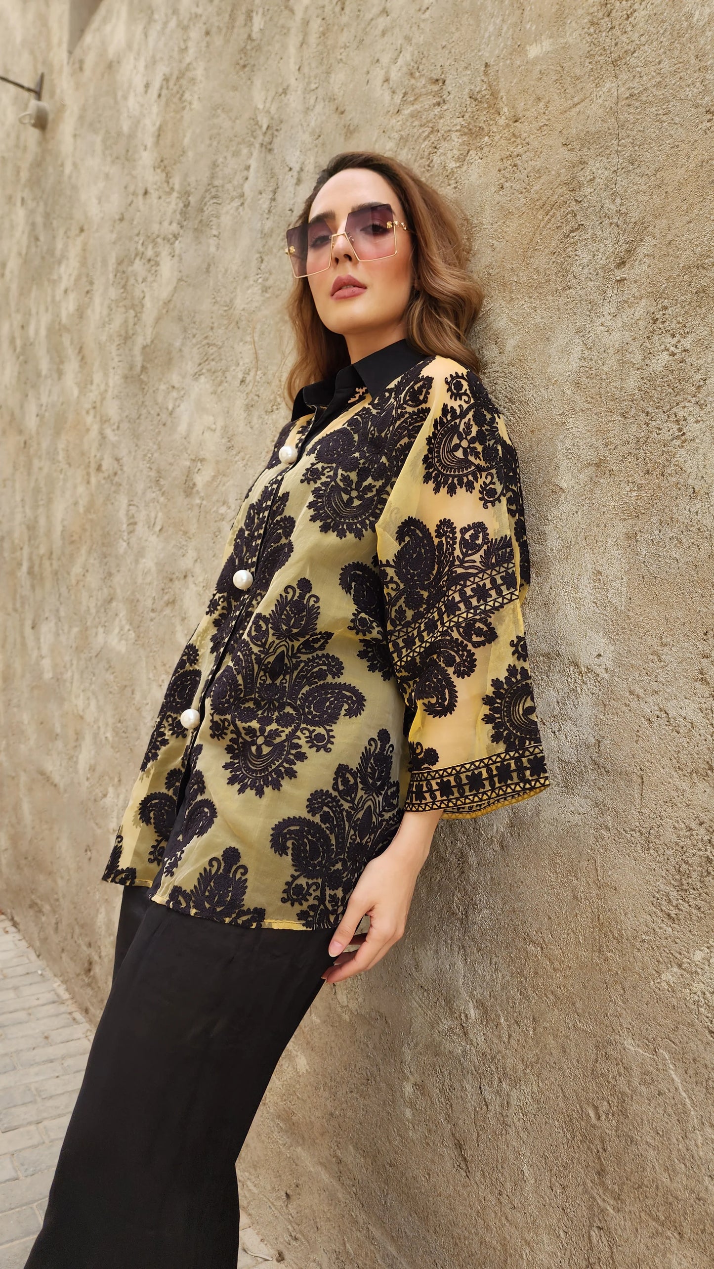 Wajeeha Ansari - Mint Embossed Co Ord