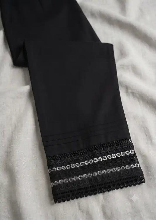 SABEEN MANEKIA-Linen with Gold Sequence Culottes - Black