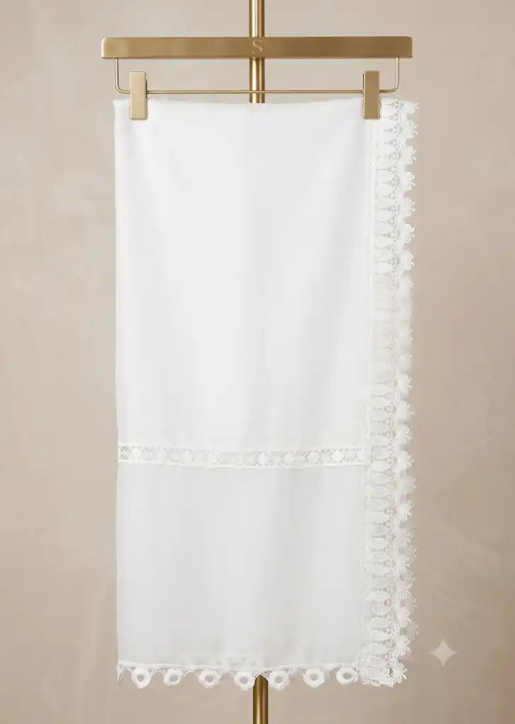 SABEEN MANEKIA - White Chiffon Lace Dupatta