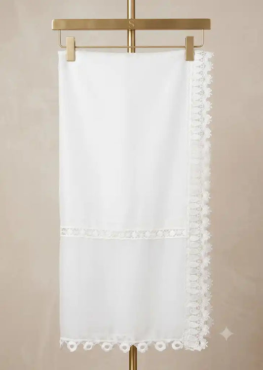 SABEEN MANEKIA - White Chiffon Lace Dupatta