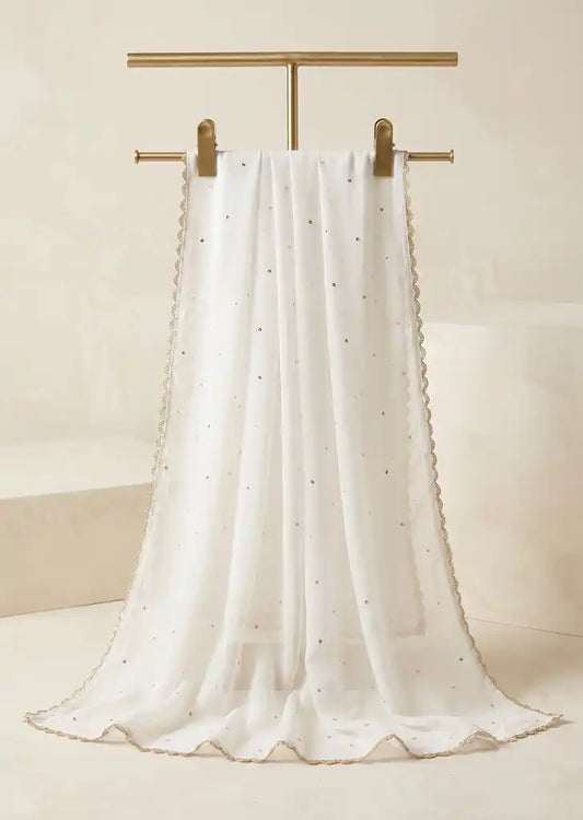 SABEEN MANEKIA - White Chiffon Kamdaani Dupatta