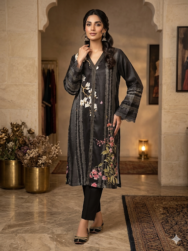 THREADS AND MOTIFS- Floral black