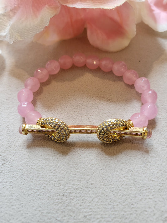 THE BUTTERFLY EFFECT JEWELRY - Pink Pearl Elastic Bracelet