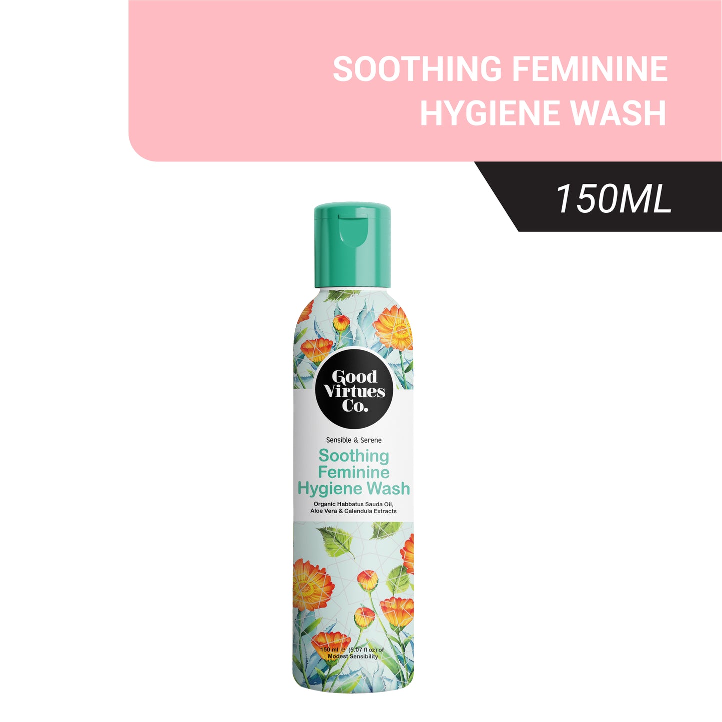 Soothing Female Hygiene Wash 150ml, Halal Ingredients, Organic Black Seed Oil